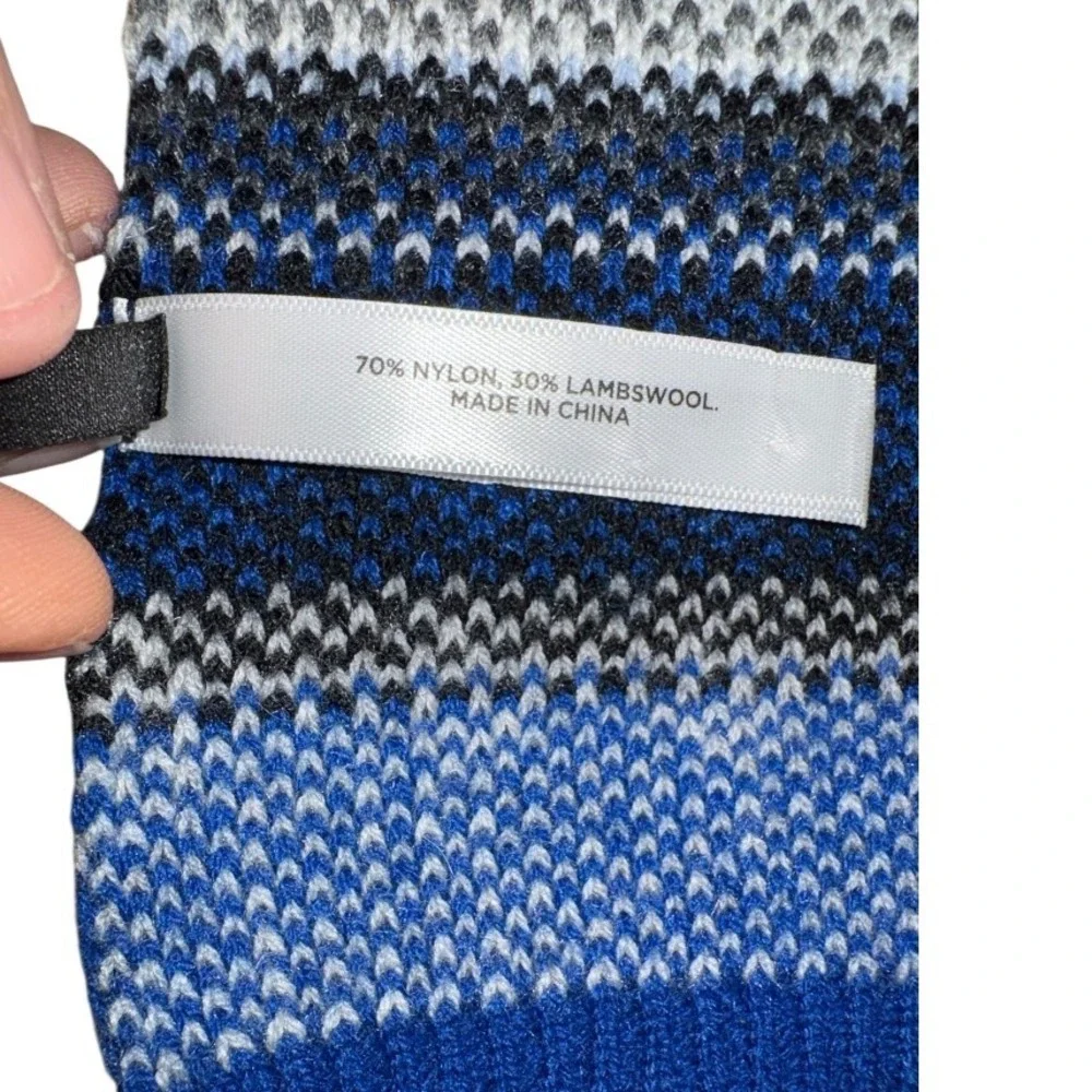 Talbots Blue‎ Fair Isle Lambswool Blend Scarf Winter Knit Accessories